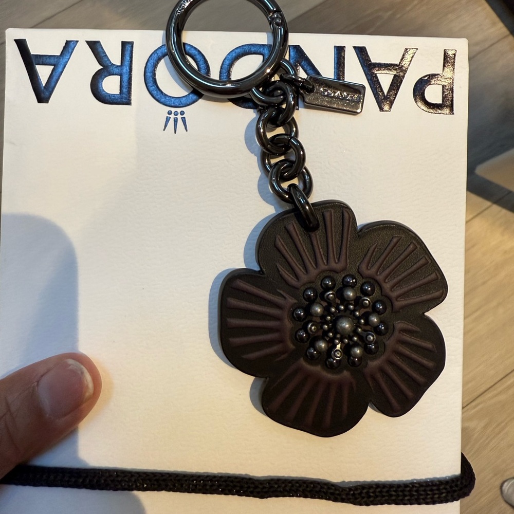Coach Tea Rose Floral Keychain Charm